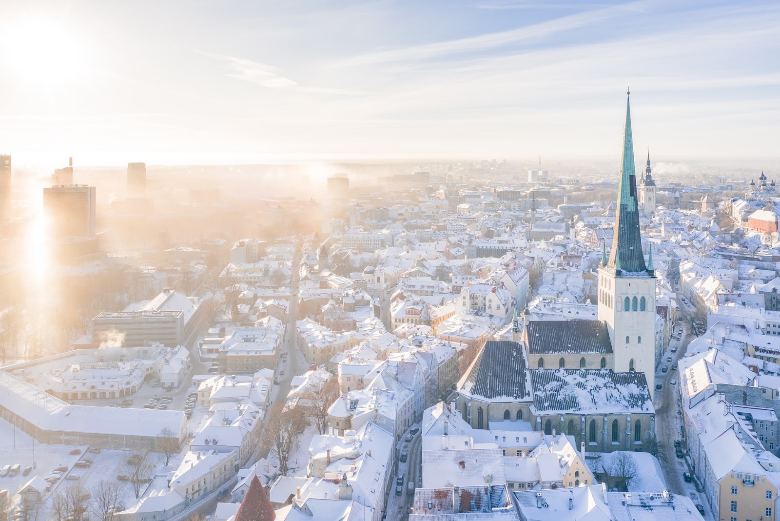 Snow in the city of Tallin in Estonia